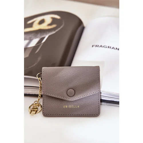  Card Holder With Gold Keychain Eco Leather Gray Iritinme