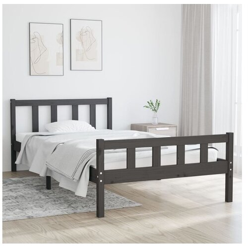  Okvir Za krevet od masivnog drva sivi 100 x 200 cm Cene