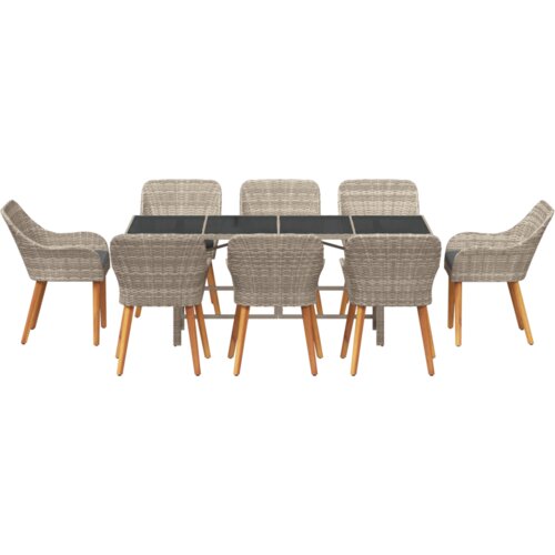  Blagovaonski set 9 pcs Svjetlosiva 190 x 80 x 74 cm Slike
