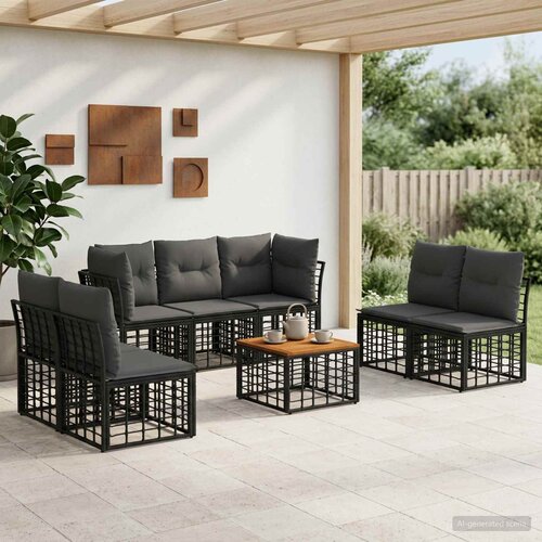  Set vanjskih sofa 8 pcs Crna i tamno siva Poliester Cene