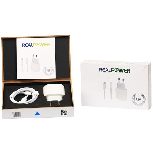  kućni punjač realpower RP-20 20W type-c / lightning (iphone) bela Slike