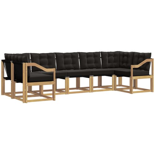 vidaXL Zunanja garnitura za sedenje z blazino 7 pcs Bela in črna, (5000279791) Cene