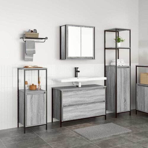  Set namještaja za kupaonicu 3 pcs Siva Sonoma Konstruirano drvo Cene