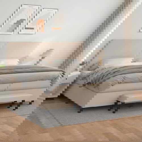 vidaXL Krevet box spring s madracem cappuccino 200x200cm umjetna koža Cijene