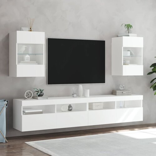  Zidni TV ormarić s LED svjetlima bijeli 40 x 30 x 60,5 cm Slike