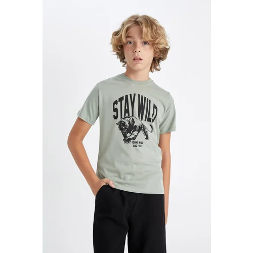 Defacto Boy's Crew Neck Printed Short Sleeve T-Shirt