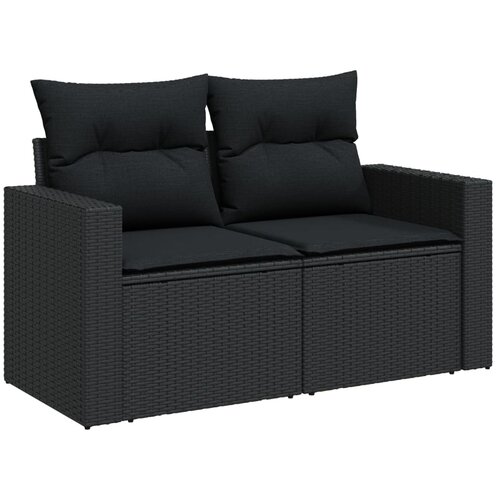  7-dijelni set vrtnih sofa od poliratana s jastucima crni Crna 66 x 62 x 69 cm Slike