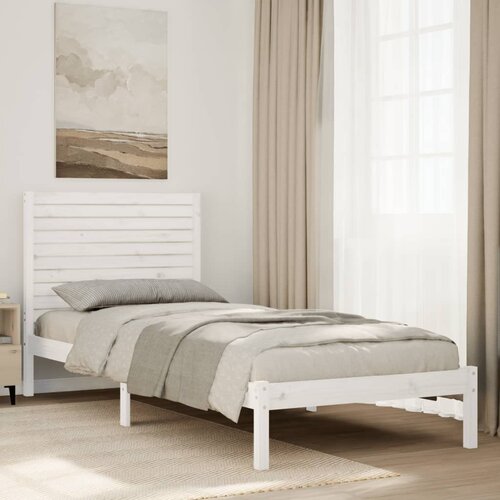 VidaXL Dalj&amp;scaron;i posteljni okvir brez vzmetnice bel 90x220 cm trden les Slike