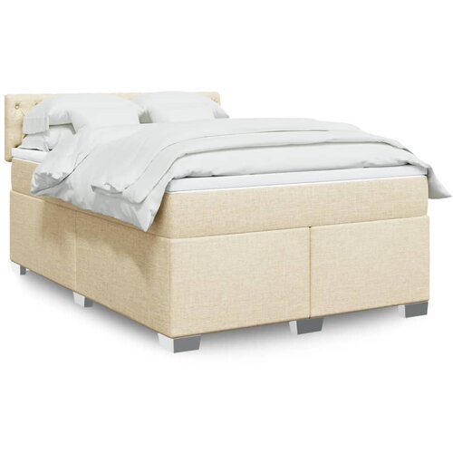 VidaXL Box spring postelja z vzmetnico krem 160x200 cm blago Slike