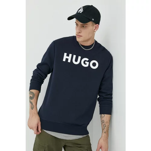 Hugo Bombažen pulover moška, mornarsko modra barva,