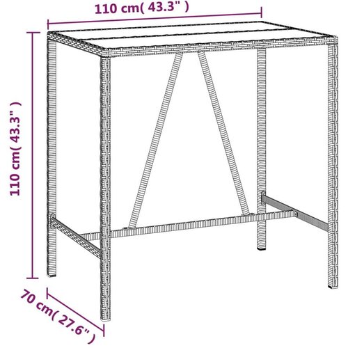  Stol i stolice - 5-dijelni vrtni barski set od poliratana sivi - Siva Dužina stola 110 cm 4 Slike