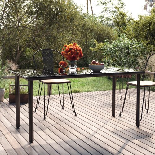 vidaXL Vrtni blagovaonski stol crni 160x80x74 cm od čelika i stakla Cijene