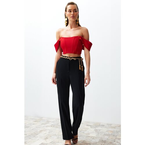 Trendyol Red Carmen Collar Crop Woven Bustier Slike