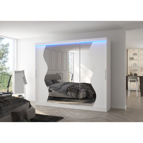 ADRK Drsna omara z ogledalom SHARON 250 cm - BELA Cene