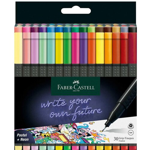 Faber-Castell Marker Grip Finepen, intenzivne + neon barve, 30 kosov Slike