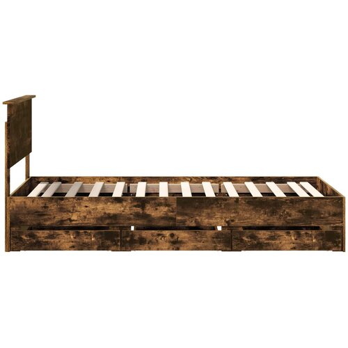  Krevetna konstrukcija s ladicama Dimljeni hrast 90 x 200 cm Smeđa 210 x 93 x 90 cm Slike