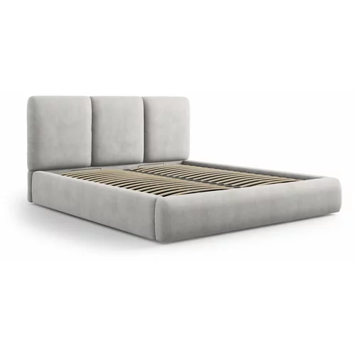Mazzini Beds Svijetlo sivi tapecirani bračni krevet s prostorom za odlaganje s podnicom 160x200 cm Brody –
