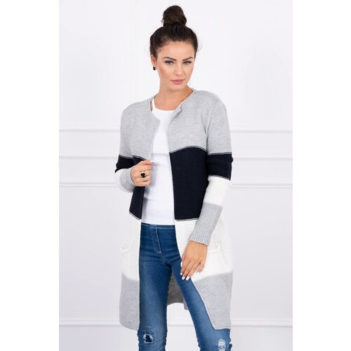 Kesi Cardigan sweater on straps gray+navy blue Slike