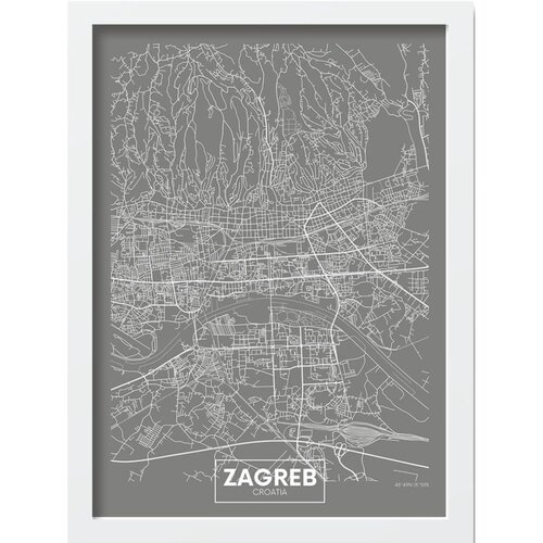Wallity Plakat z okvirjem 40x55 cm Zagreb – Wallity Cene