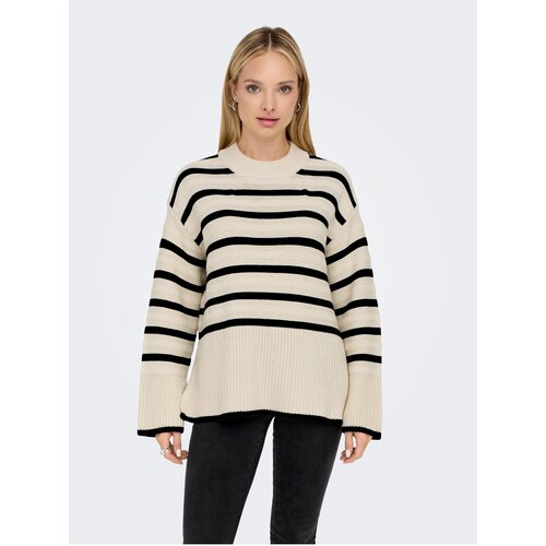 Only Black-Beige Women&amp;#039;s Striped Sweater Sia - Women Slike