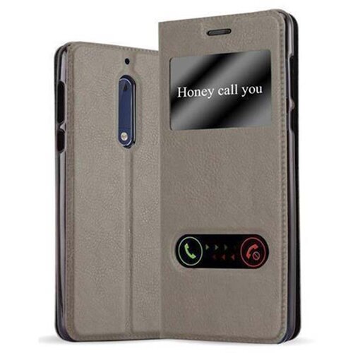 Cadorabo Ohi&scaron;je, združljivo z Nokia 5 2017 v kamnito rjava - Za&scaron;čitni ovitek z magnetnim zapiranjem, stoječo funkcijo in 2 okencema za gledanje, (20551443) Cene