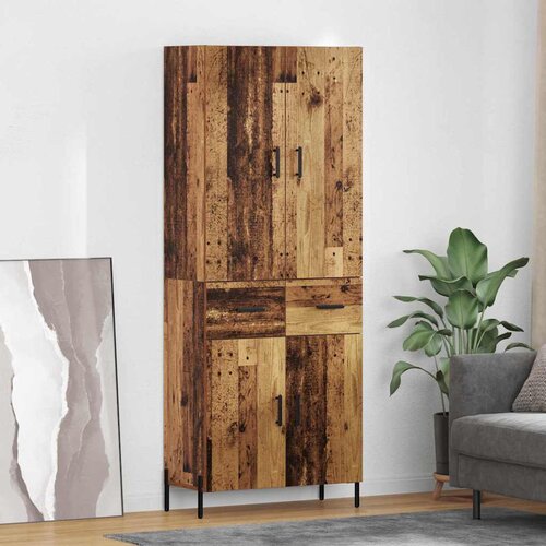 VidaXL Highboard Zidne Staro drvo 69,5 x 34 x 180 cm Konstruirano drvo Slike