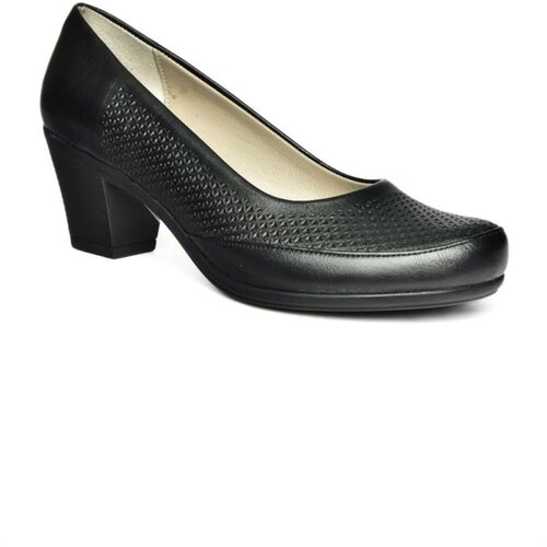 Fox Shoes R908023803 Black Genuine Leather Thick Heeled Women's Shoes Slike