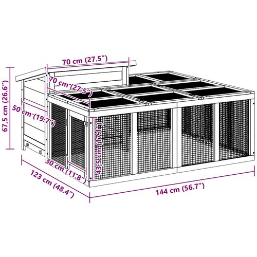  Kavez za zečeve smeđi 144 x 123 x 67,5 cm od masivne borovine Slike