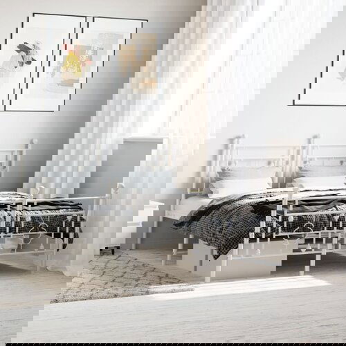vidaXL Metalni okvir kreveta uzglavlje i podnožje bijeli 140 x 190 cm Cijene