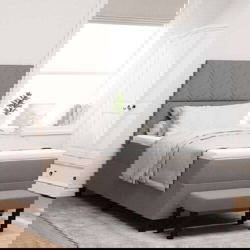 vidaXL krevet s kutijom s madracem i klupom taupe 100x200 cm tkanina Cene
