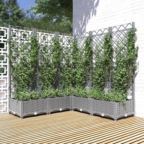 vidaXL Vrtna sadilica s rešetkom svjetlosiva 120x120x121 5 cm PP Cijene