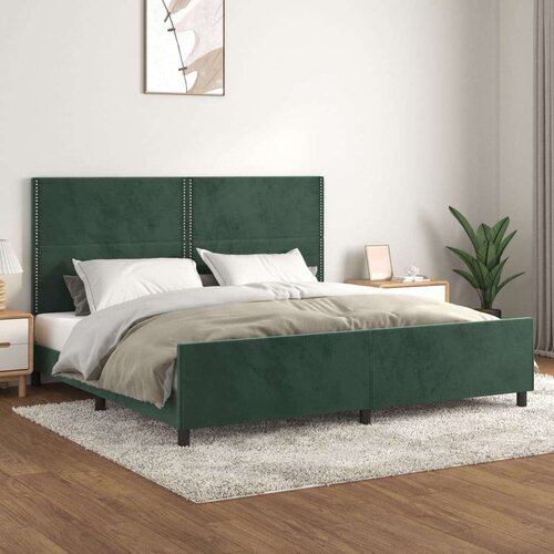  Posteljni okvir z vzglavjem temno zelen 200x200 cm žamet, (20906344) Slike