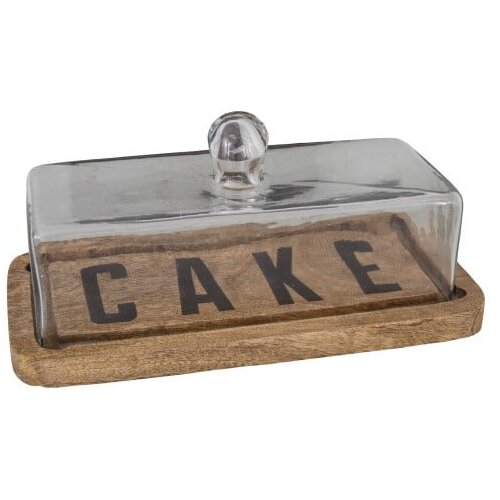 Antic Line drveni pladanj za torte sa staklenim poklopcem Cake Slike