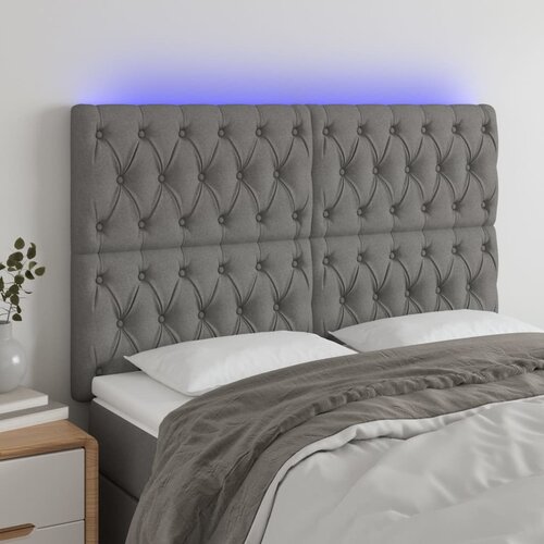vidaXL LED uzglavlje tamnosivo 144x7x118/128 cm od tkanine Cijene
