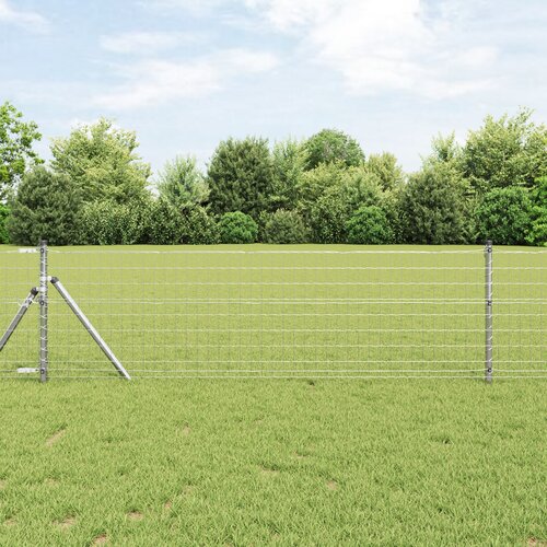 vidaXL evropska ograja s 13 stebri 0.8x25 m pocinkano jeklo Cene
