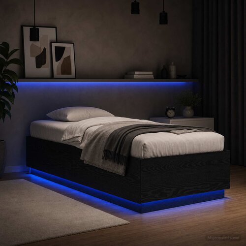 Krevetna konstrukcija s LED svjetlom Crni hrast 80 x 200 cm Cijene