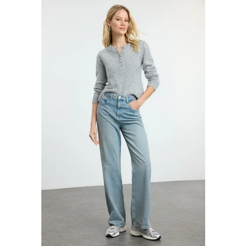 Trendyol Light Blue High Waist Wide Leg Jeans