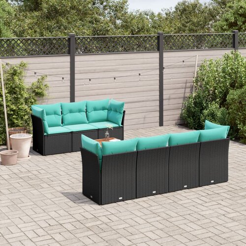  8-dijelni set vrtnih sofa od poliratana s jastucima crni Crna 62 x 62 x 69 cm Slike