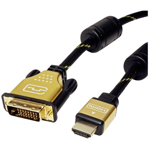 Roline DVI / HDMI priključni kabel DVI-D 24+1-polni vtič\, HDMI-A vtič 1.00 m črna\, zlata 11.04.5890 za&scaron;čiten\, lahko se privije DVI kabel, (20417671) Cene