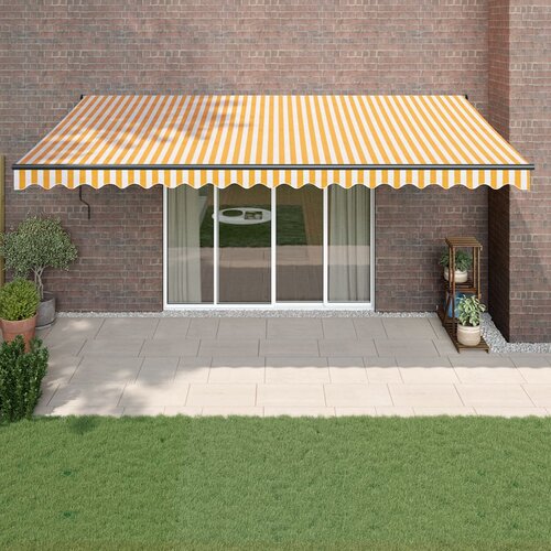 vidaXL zložljiva tenda rumena in bela 5x3 m blago in aluminij Cene