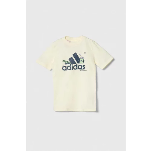 Adidas Otroška bombažna kratka majica rumena barva