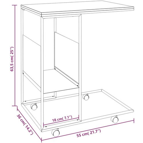 VidaXL Bočni stolić s kotačima bijeli 55x36x63 5 cm konstruirano drvo Slike
