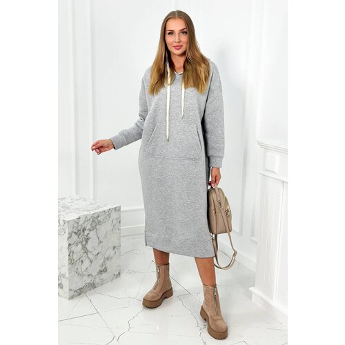 Kesi Long dress with a hood of gray color Slike