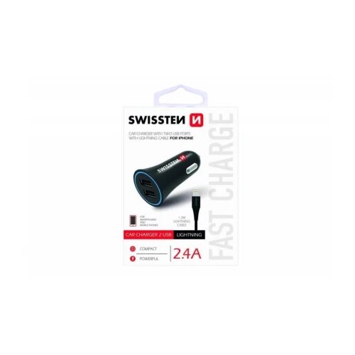 Swissten CHARGER 2,4A WITH 2x USB + CABLE LIGHT Slike