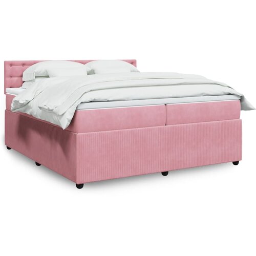 vidaXL Box spring postelja z vzmetnico roza 200x200 cm žamet Cene
