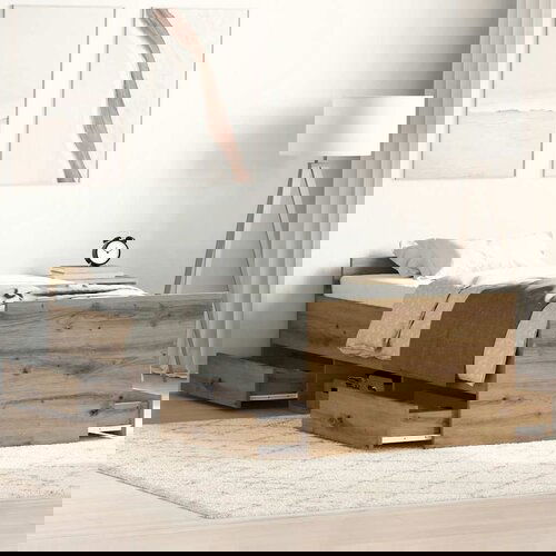 VidaXL Posteljni okvir brez vzmetnice artisian hrast 100x200 cm Slike