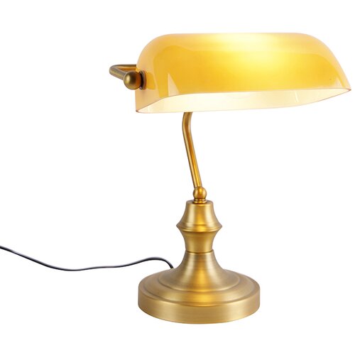 QAZQA Smart notarislamp brons met amber glas incl. Wifi A60 - Banker Slike
