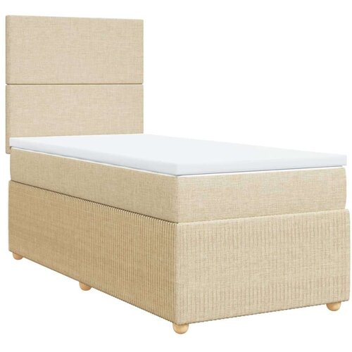 VidaXL Krevet s oprugama i madracem krem 90 x 200 cm od tkanine Slike