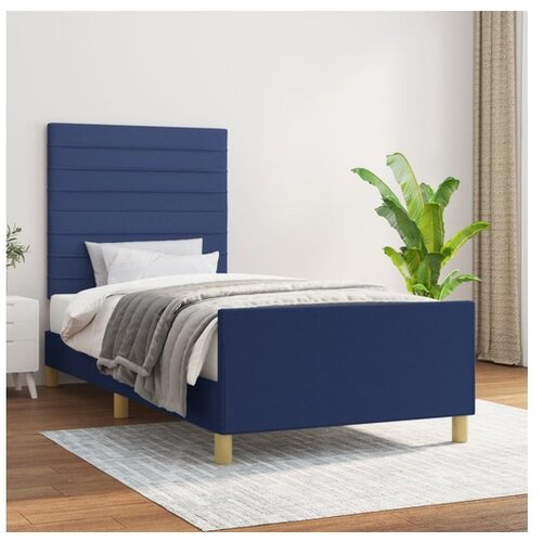 VidaXL Posteljni okvir z vzglavjem moder 90x190 cm blago Slike
