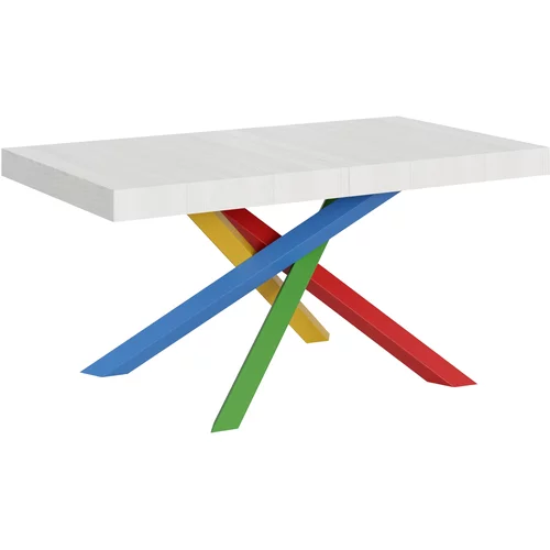 Itamoby   Volantis (90x160/420 cm) - bela, barva nog: pisana - raztegljiva jedilna miza, (20842752)